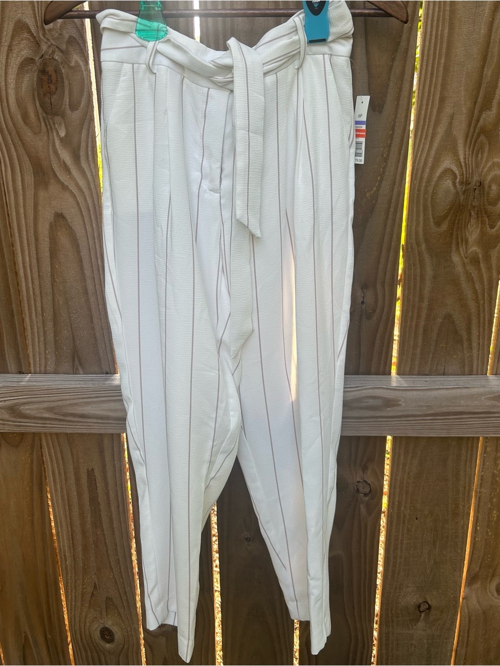 NWT The Limited White Pinstripe Paperbag Waist Chinos size 6P